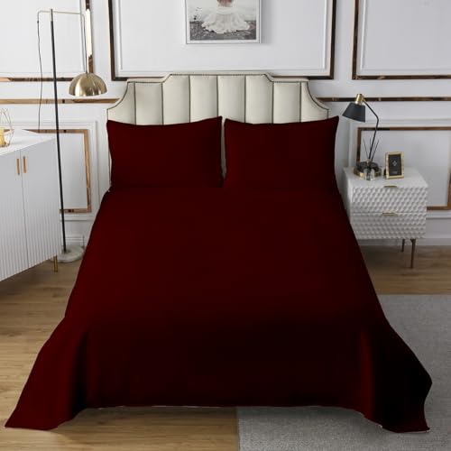 Solid Color Bedspread King,Simple Brown Style Quilted Coverlet 3pcs for Adults Teens Room Decor,Maroon Soft Breathable Bedding Quilt