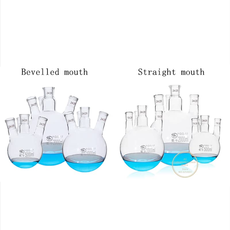 matraz de Vidrio borosilicato de Laboratorio. Matraz de destilación de Cuatro cuerpos de Vidrio de silicato de Alto Contenido de 100 ml-2000 ml for Laboratorio.(250ml 24x19x3)