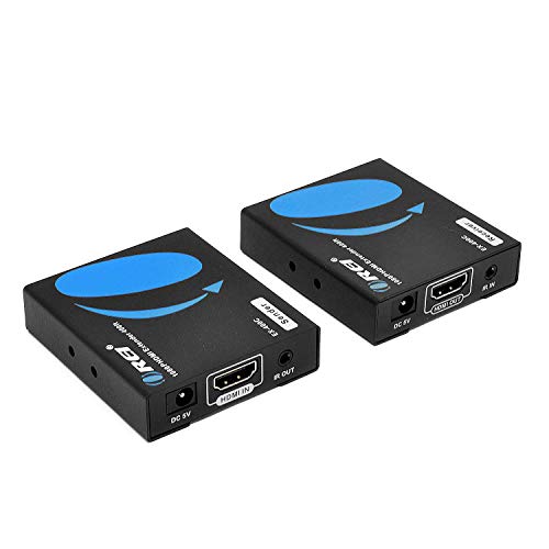 HDMI Extender Over LAN by OREI Single CAT5e CAT6A CAT7 Cable Uncompressed 1080p @ 60Hz with IR - Up to 400 Ft - Digital Full HD - Balun Kit Video Transmitter and Receiver Through LAN