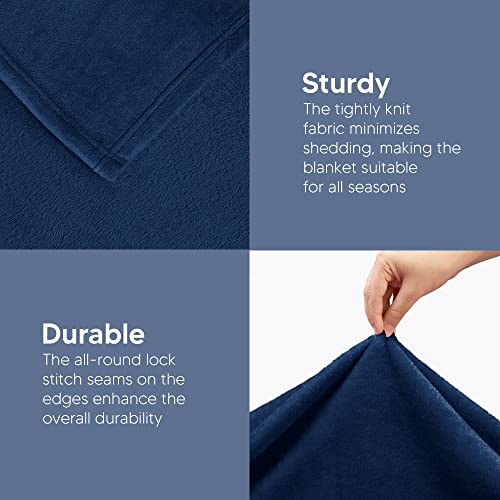 Utopia Bedding Fleece Blanket Queen Size Navy 300Gsm Luxury Bed Blanket Anti-Static Fuzzy Soft Blanket Microfiber (90X90 Inches) #TOP4