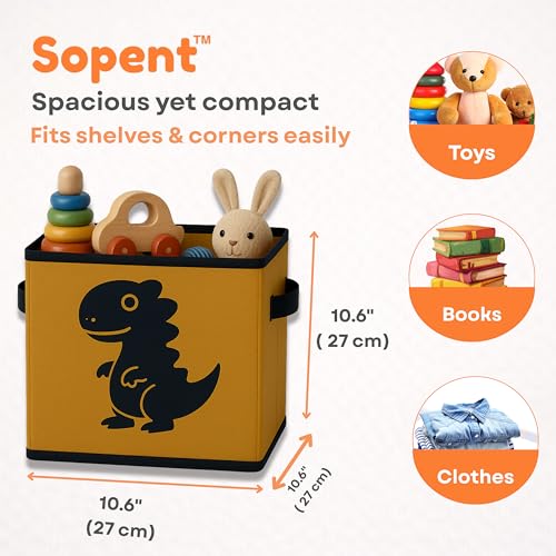 Image of Sopent Toy Organiser for Kids Room - Foldable Fabric Toy Storage Box, Baby Toy Box, Kids Organizer & Toy Storage Basket (10.6 Inch)