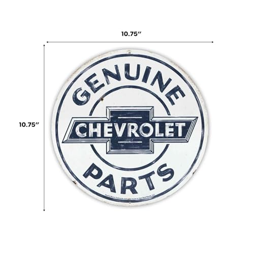 Image of Chevrolet Genuine Parts Round Metal Sign - Vintage Chevrolet Sign for Garage, Shop or Man Cave