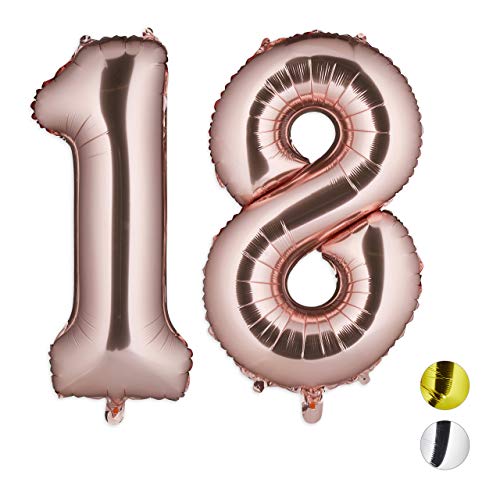 Relaxdays Ballon chiffre numéro 20 gonflable anniversaire décoration géant mariage fête hélium 85-100 cm XXL, rose doré