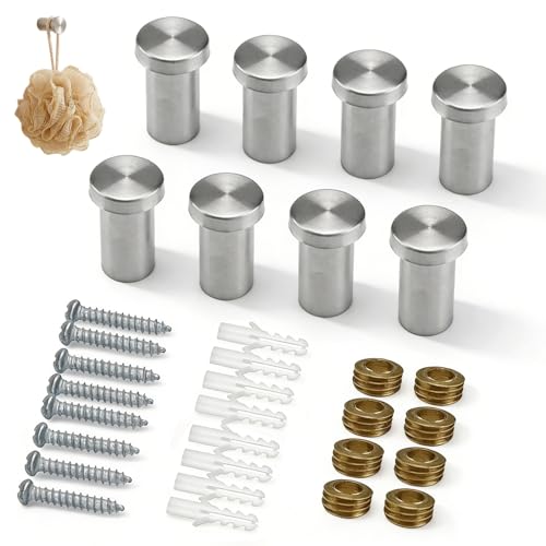 Zlokdraxy Appendiabiti Muro Ganci in Acciaio Inox per Appendi Accappatoio e Asciugamani, Ideali per Bagno, Doccia e Cucina, Argenteo 8 Pezzi