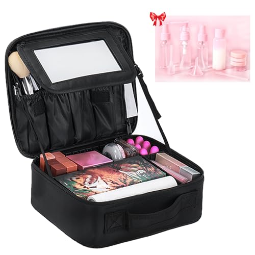 TAVADA Bolsa de Maquillaje,Estuche de Maquillaje de Viaje,Neceser de Maquillaje Profesional,Maletin Maquillaje con Espejo,Make Up Bolso de Cosméticos Portable con Divisiones Extraíbles - imagen 2