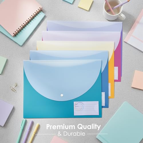 Image of Shuban Double Pocket Document Folders Letter A4 Size File Envelopes with Label Pocket & Paste Button for School Home Work Office Organization (Style-1-Double Pocket Bag (Standard)-4Pcs-Multi Color)
