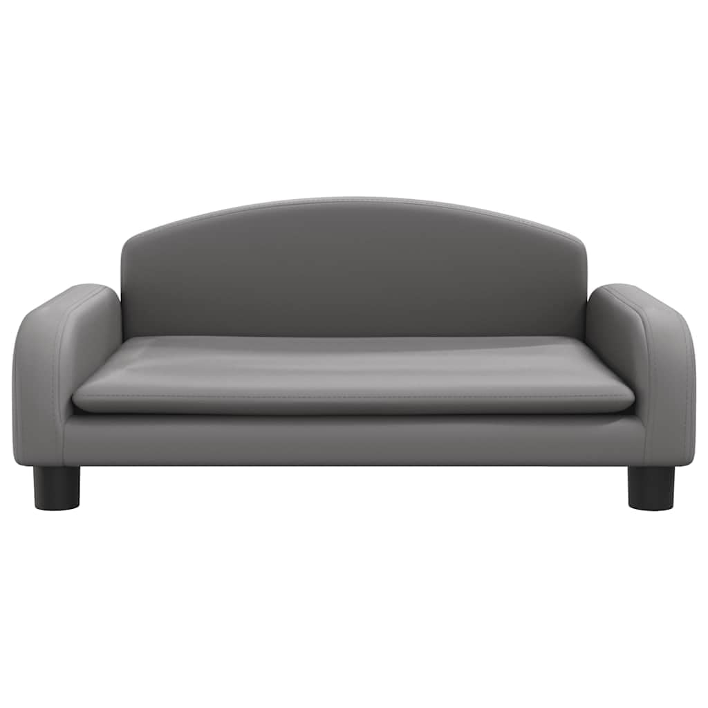 vidaXL Cama para Perros de Cuero sintético Gris 70x45x30 cm, sofá para Perros, Cama para Cachorros, Asiento para Perros, sofá para Mascota