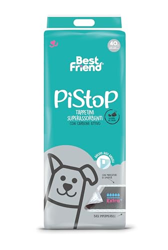 Best Friend PìStoP Carbone Attivo traversine usa e getta. Massima assorbenza. Tappetini igienici per cani 60x60cm. Confezione 40 pz Monouso Antistrappo e Antiodore. Cani taglia piccola, media e grande