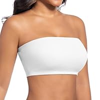 ONEW Strapless Bras for Women Bandeau Bra Tube Top Bra Seamless Wireless Bralette,White,Large