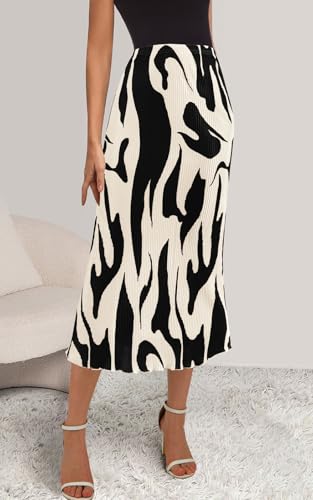 PRETTYGARDEN Women's 2025 Summer High Waist Graphic Print A Line Pleated Long Skirts for Women Trendy Plisse Midi Skirt - Image 3