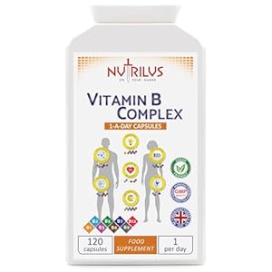 Nutrilus Vitamin B Complex 120 Capsules, not Tablets, One Daily – Vegan Supplement – Energy – Metabolism – Immune System – Heart – Skin – Nervous System – Tiredness