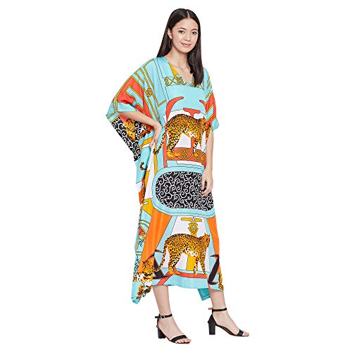 Image of Oussum Women Plus Size Kaftan Kimono Loose Maxi summer dresses for women Beach 3 /4 Sleeve Casual lounge dress Boho