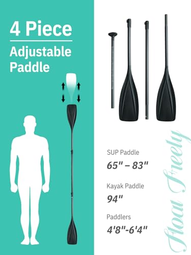 Image of niphean 3 /4-Piece Kayak Paddle, Adjustable Paddle Board Paddles, SUP Paddle | Lightweight and Durabl, Detachable Stand Up Paddle Board Accessories Oars with Aluminum Alloy Shaft and Fiberglass Blade