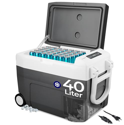 KLAMER K&uuml;hlbox XXL, Mini-K&uuml;hlschrank 40 L mit Kompressor, 2 Anschl&uuml;sse: 230V & 12V f&uuml;r...