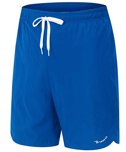 TBMPOY Men's Quick Dry Running Active Training Workout Outdoor Hiking Shorts Zipper Pockets(Blue,US M)