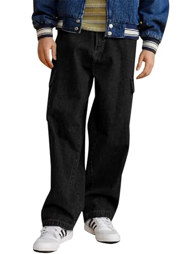 Pantalon de loisirs en denim pour garçon coupe ample avec poches latérales élastiques 5-14 ans