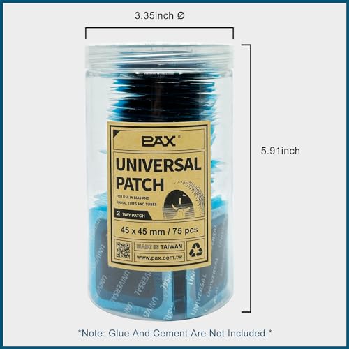 PAX 75Pcs 45x45mm Canned Square Universal Rubber Tube and Tire Repair Patches, Suitable Radial and Bias Tires, Motorcycles, Automobiles, Truck, Agricultural Vehicles, River Floating