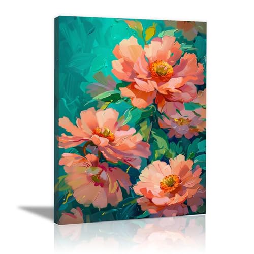 Tableau de fleurs moderne 70x100cm encadré pour décoration murale de salon