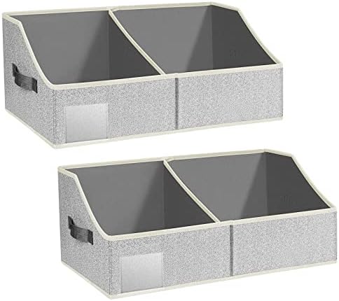 Homsorout 3 Pack Storage Boxes with Lids Foldable Storage Cubes with Transparent Window Fabric Storage Organiser Box for Toys, Clothes, Books, Wardrobe, Closet, Office