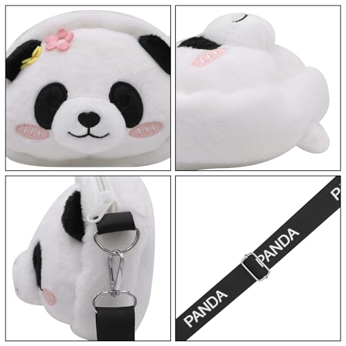 Cute Panda Plush Crossbody Purse Small Fluffy Satchel Shoulder Bag Messenger Bag Handbag Purse for Women 7