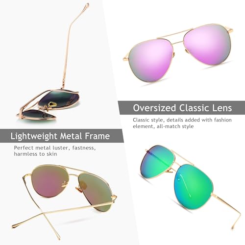 Image of SUNGAIT Women's Lightweight Oversized Aviator Sunglasses