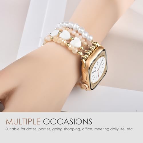 KOREDA Beaded Bracelets Compatible for Apple Watch Band 38mm 40mm 41mm 42mm 44mm 45mm 46mm Women, Fashion Handmade Dressy iPhone Watch Bands Stretchy Strap for iWatch Series 12 11 10 9 8 7 6 5 4 3 2 1 SE - image 7