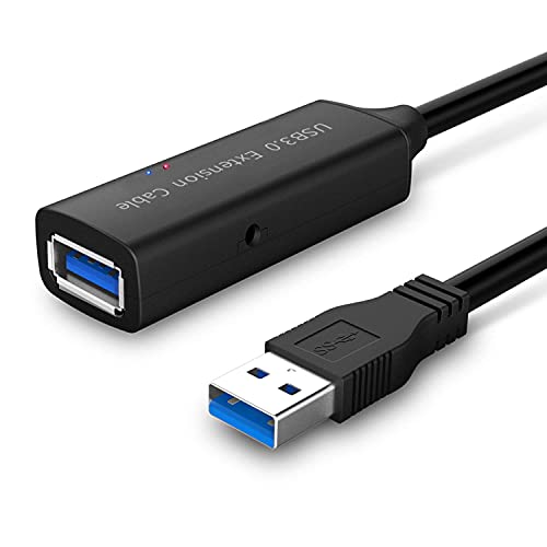 RSHTECH USB 3.0 Verlängerung Kabel aktiv USB 5M Verlängerungskabel Super Speed Kabel A auf Buchse A mit Signalverstärker 5 GBit/s Repeater Schwarz