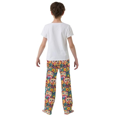 Pajama Pants Owls Flowers PJ Bottoms Sleepwear Lounge Sleep Pant with Pockets3