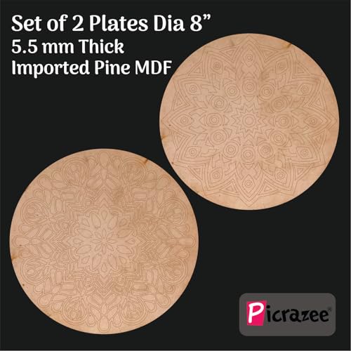 Image of PICRAZEE DIY Art & Craft Wooden Painting Kit for Kids | 5.5mm Imported Pine Premarked MDF Plates Painting Set with 6 Colors 2 Brushes Palette and Easel | Drawing & Coloring Activity Set for Gifting
