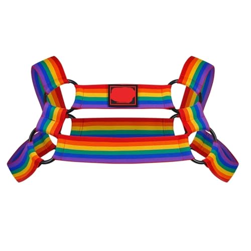 Rainbow Men Bondage Body Chest Harness Costume Male Elastic Strap Gay Lingerie Halter Neck Nightclub Hombre Hollow LGBT