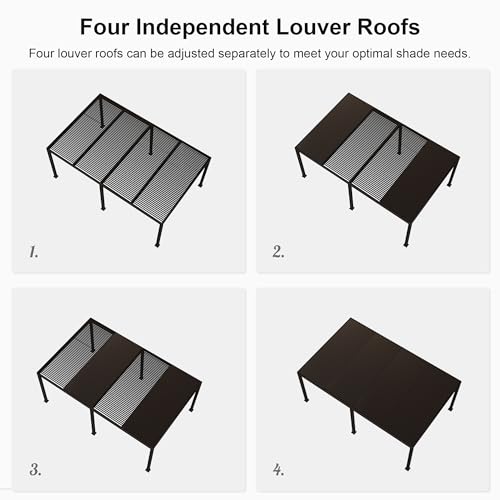 PURPLE LEAF Outdoor 12'x20' Louvered Pergola Adjustable Aluminum Canopy Retractable Metal Roof for Deck Patio Outside Backyard Hardtop Gazebo Sun Shade - Image 6