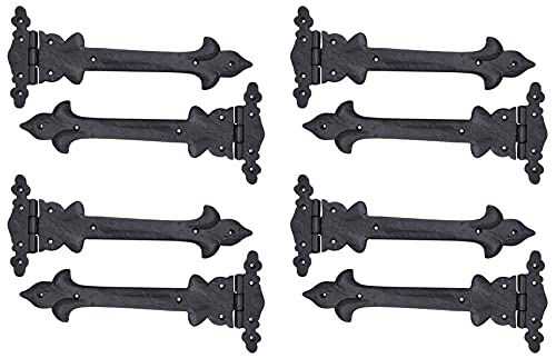 Image of Adonai Hardware Adonijah Antique Cast Iron Strap T Hinge (12 inch X 8 Pack, Matte Black) for Barn Doors, Gates, Shutters, Garages, Wooden Box, Fences, Sheds, Furniture, Chest and Trunks
