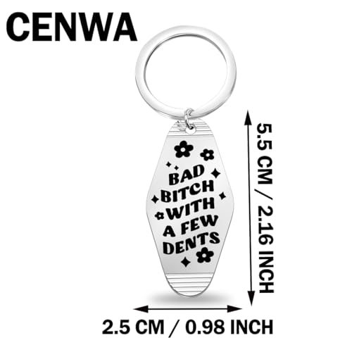 CENWA Funny Sarcastic Keychain Bad Bitch With a Few Dents Keychain Sassy Keychains (BAD BITCH k)2