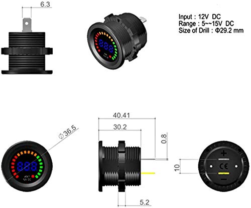 12V voltmeter, voltmeter voor motorfiets, auto, boot, ATV, digitaal display, waterdicht, spanning, spoorwijdte, zwart… - Image 4