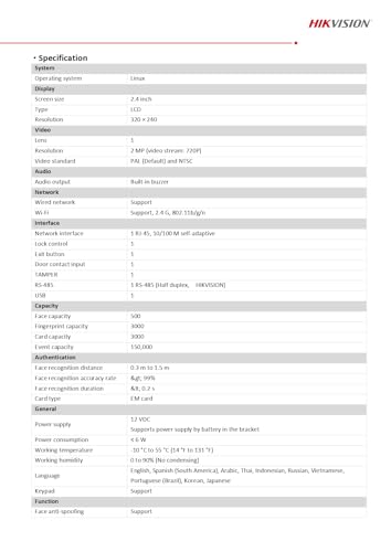 Image of Navkar Systems Hikvision DS-K1T321EFWX /MFWX-B Value Series Face Access Terminal
