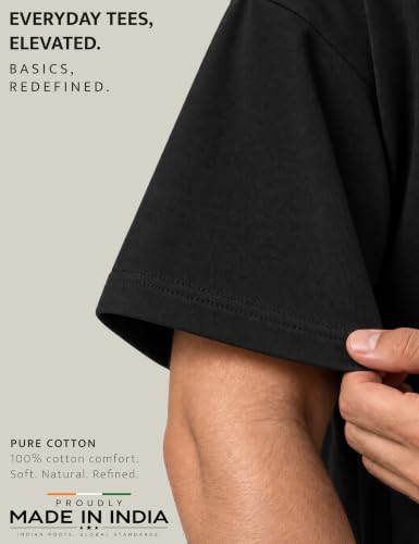Image of Oversized T-Shirt for Men, 240 GSM Pure Cotton, Round Neck