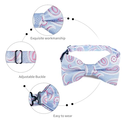 Image of Alizeal Mens 4pcs Vintage Paisley Bow Tie Set | Pre-tied Pocket Square Cufflinks Boutonniere for Wedding Everyday Use