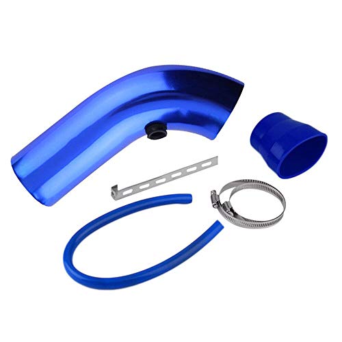 Partol 3" Cold Air Intake Pipe, Universal Cold Air Intake Induction Kit Aluminum Air Intake Pipe Hose With Filter - Blue - Thumbnail 4