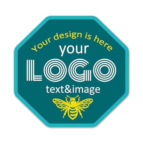 Image of Octagon Custom Labels Stickers Personalized Business Logo Label, Self-Adhesive Jar Stickers, Organization Labels Printed on Vinyl Paper, Waterproof,Tear-Resistant, Multiple Sizes, from 30 to 1000pcs