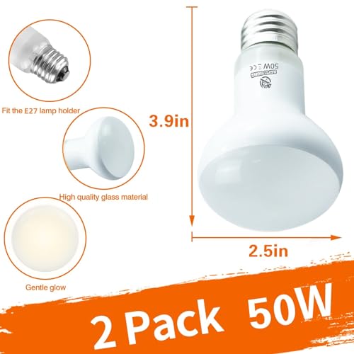 REPTI HOME Reptile Heat Lamp Bulbs, Heat Bulb for Reptiles 2 Pack-50W, E27 Vivarium Basking Spot Light for Tortoise Lizard - Image 2