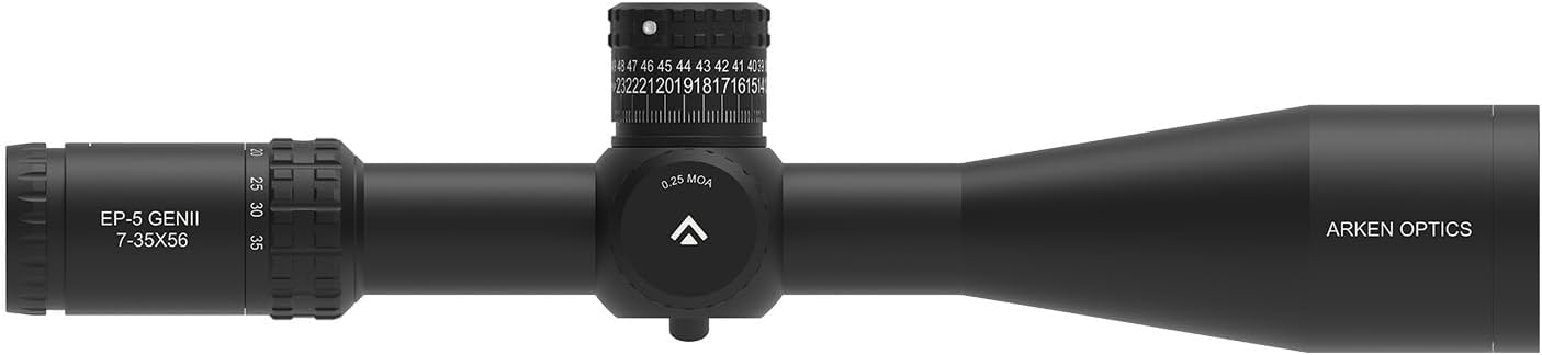 Arken Optics EP5 Gen2 7-35x56 Rifle Scope,FFP First Focal Plane,34mm Tube, Illuminated VPR Reticle, AZS Zero Stop