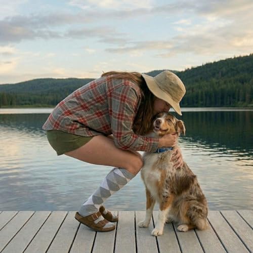 Image of Couver Women's Argyle Knee High Socks - Soft Acrylic Over the Calf Tube Style Socks for Casual Athletic - One Size