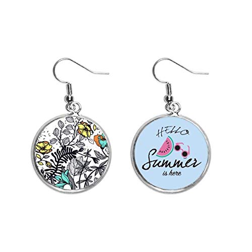 Pendientes de sandía y flores de camelia estilo arte moderno para el verano