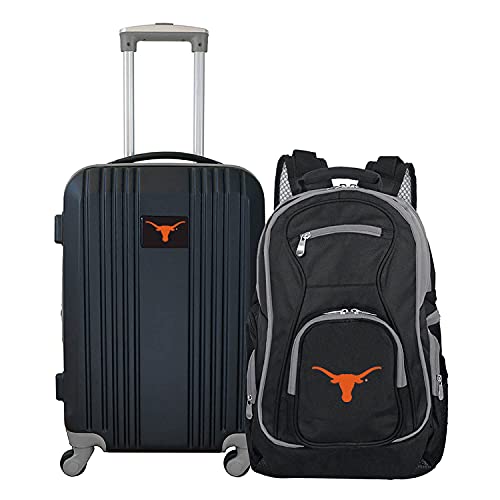 Denco University of Texas Longhorns 2-Piece Luggage Set, Includes 21-inch Two-Tone Hardcase Spinner and 19