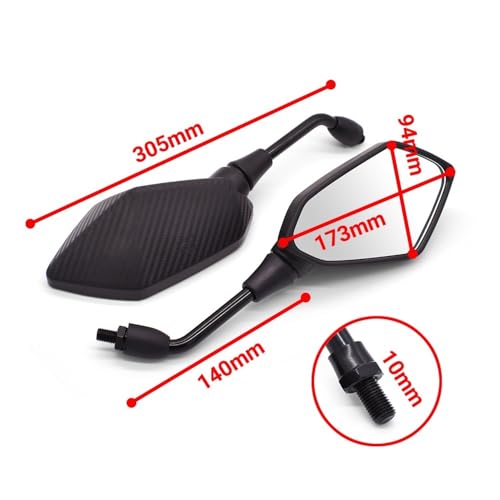Espejo retrovisor de moto convexo de 10mm para evitar los puntos ciegos 3