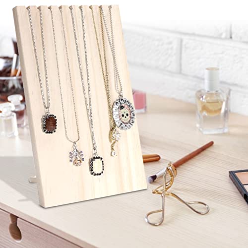 MOUMOUTEN Jewelry Display Stand Storage Rack, 9 Slots Wooden Jewellery Displayed Equipment, Necklace Display Wood Frame - Image 2
