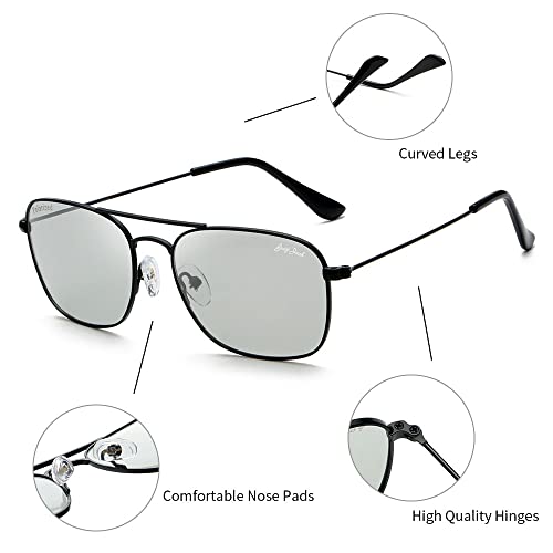 Image of grey jack Square Polarized Sunglasses,Retro Classic Style Full Rim Metal Frame for Men Women Small Size 1650