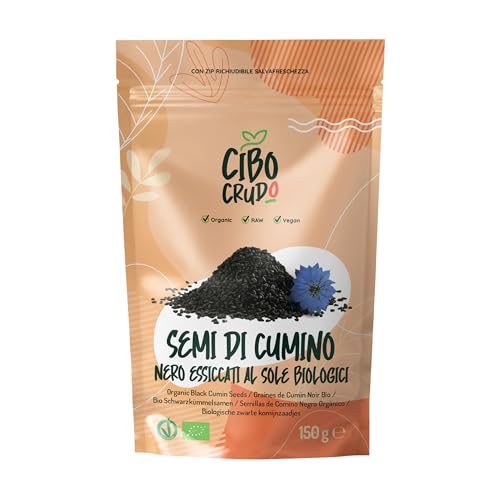 Cumino Nero Semi Biologici - 150g. Cumino Semi o Nigella Sativa Essiccato al Sole. Semi di Cumino Nero. Contiene Timochinone. Black Seed.