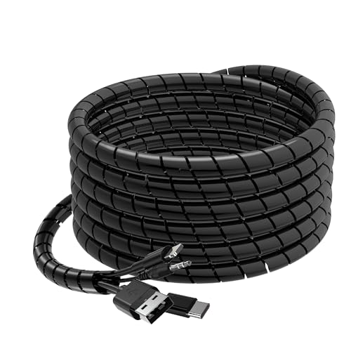 Cache Cable Spirale 6M 12-24mm, AGPTEK Gaine Spirale Flexible Protege Cable pour Le Bureau/Ordinateur, Kit de Câble Rangement pour Le Câble d'Antenne...