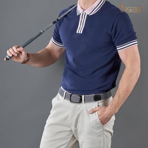 Image of JASGOOD Stretch Belt for Men, Men Women Elastic Woven Braided Belt 1 3 /8 Casual Belt Golf Belt for Jeans Pants